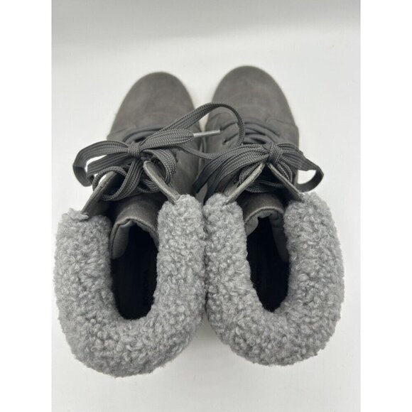 Sonoma Goods For Life Women's Ankle Boots Med Gray Leather Fur Top Size 10 - Picture 4 of 8